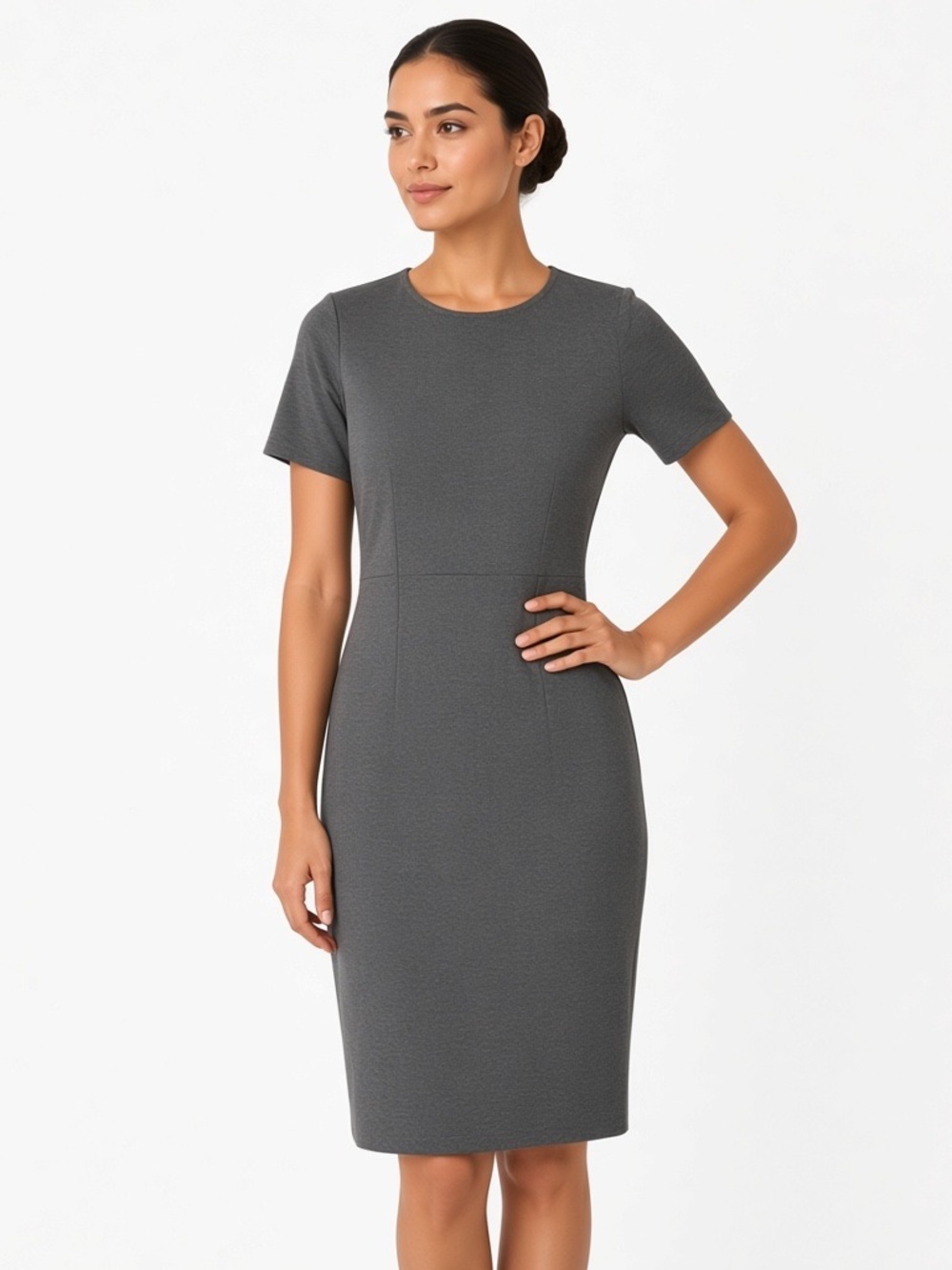J. Crew | LIKE NEW Gray Crewneck short sleeve soft mild stretch minimalist dress